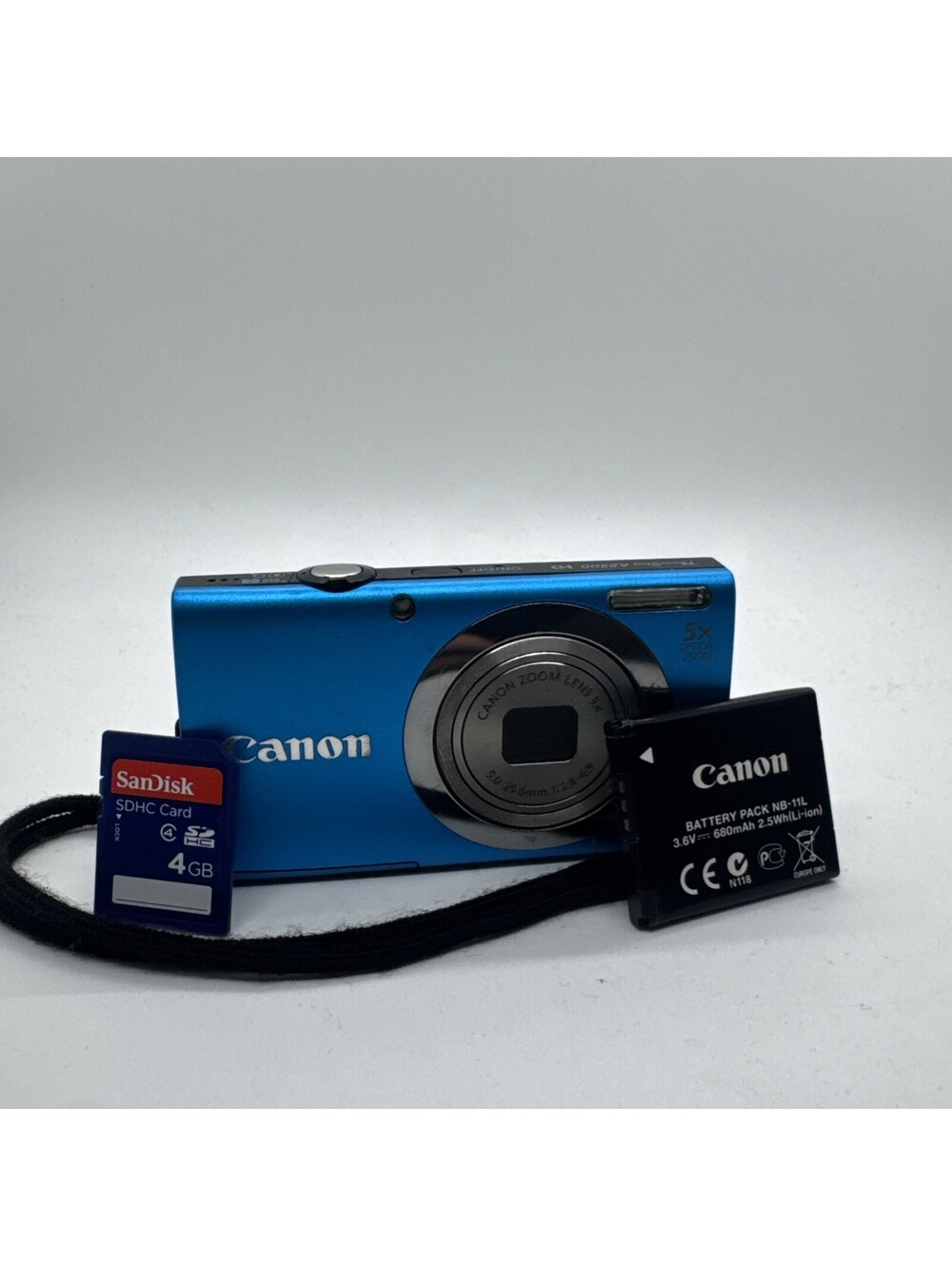 Canon PowerShot A2300 Blue Digital Camera HD 16.0MP 5x Zoom - BUNDLE TESTED Mint